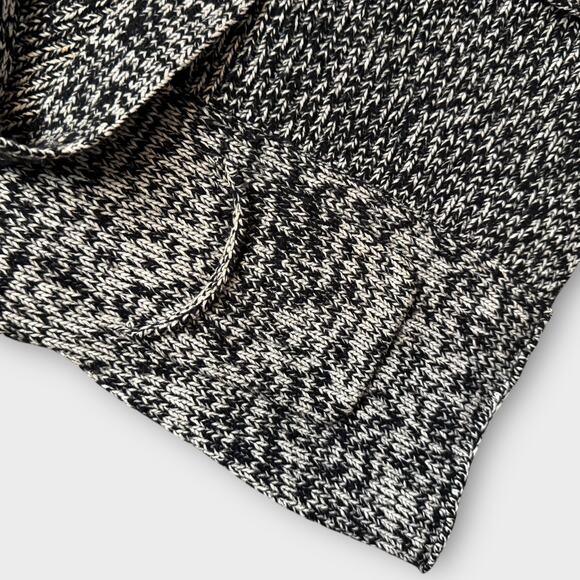 GAP BLACK WHITE BELTED CARDIGAN RIBBED CUFFS POCKETS COZY LARGE - Picture 5 of 9